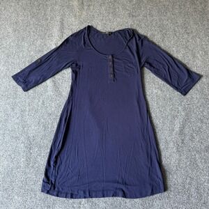 Tart‎ Navy Blue Henley Dress Pocket Roll-Tab Sleeve Casual Women's Medium